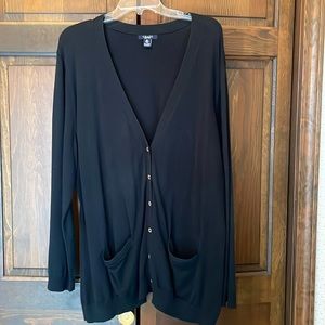 Chaps. Plus Size 3X. Black Cardigan